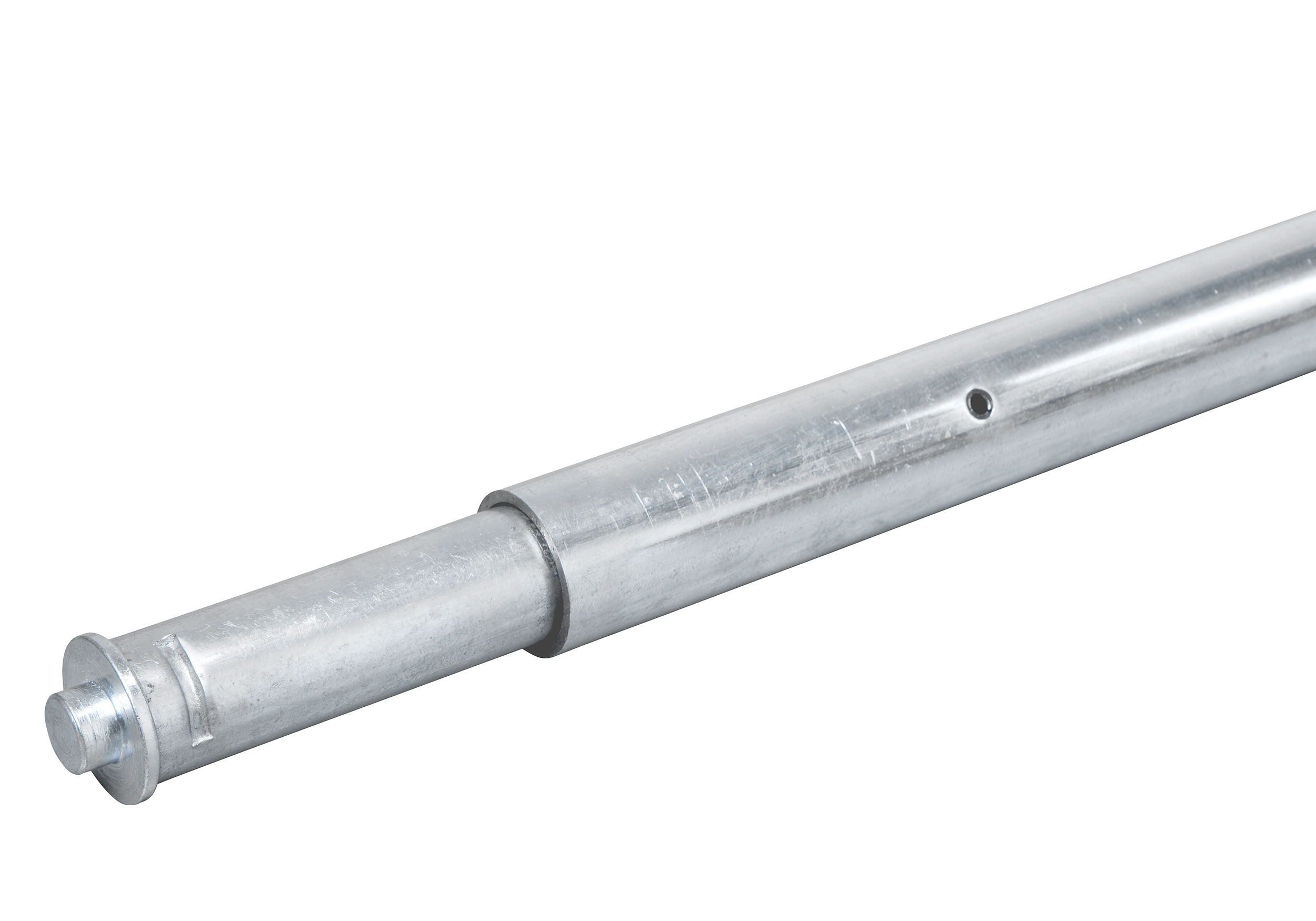 Round steel barrier beam with 19 mm pin, length: 2570 mm, with wider pin edge
