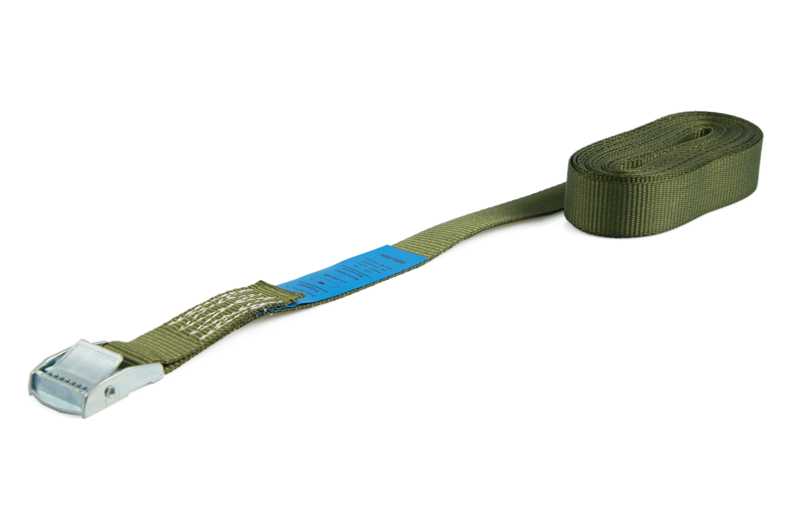 Rückläufer | 6er-Set, Klemmschloss-Zurrgurte, 4 m, 25 mm, LC 250 daN, olivgrün