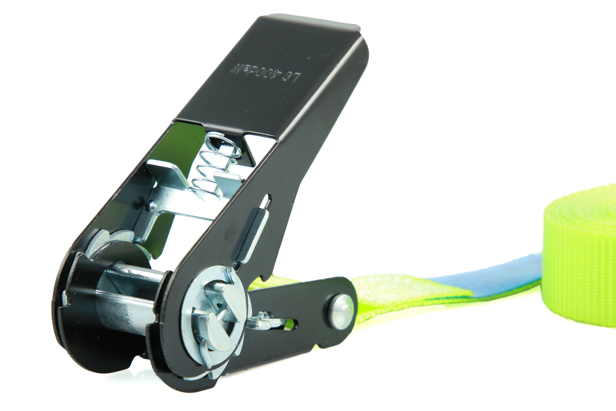 Rückläufer | 4er-Set, 4 m Zurrgurte, 25mm, LC 900 daN, einteilig, neon-gelb