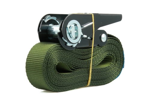 Set of 4, 4 m lashing straps, 25 mm, LC 900 daN, one-piece, olive green