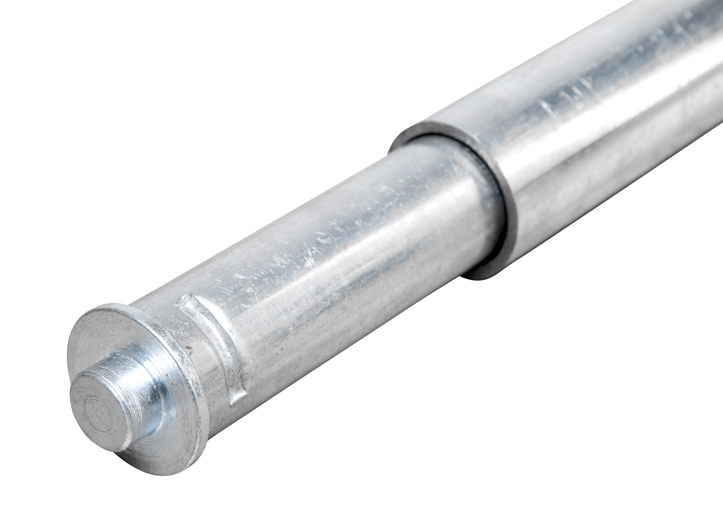 Round steel barrier beam with 19 mm pin, length: 2570 mm, with wider pin edge