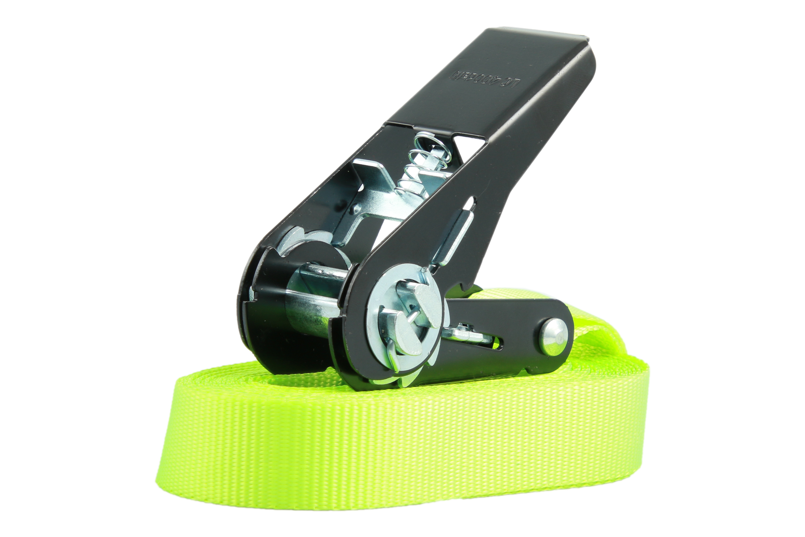 Rückläufer | 4er-Set, 4 m Zurrgurte, 25mm, LC 900 daN, einteilig, neon-gelb
